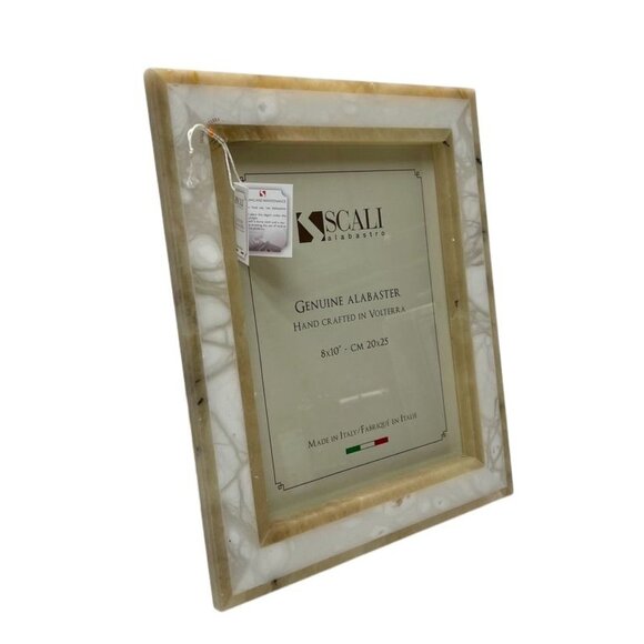 Scali Alabastro Genuine Alabaster Picture Frame 4x6 White  Scali Alabastro Italian Alabaster Picture Frame 8x10 White Ivory Handcrafted